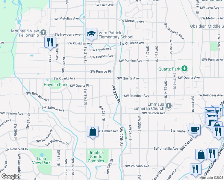 map of restaurants, bars, coffee shops, grocery stores, and more near 1960 Southwest 27th Street in Redmond