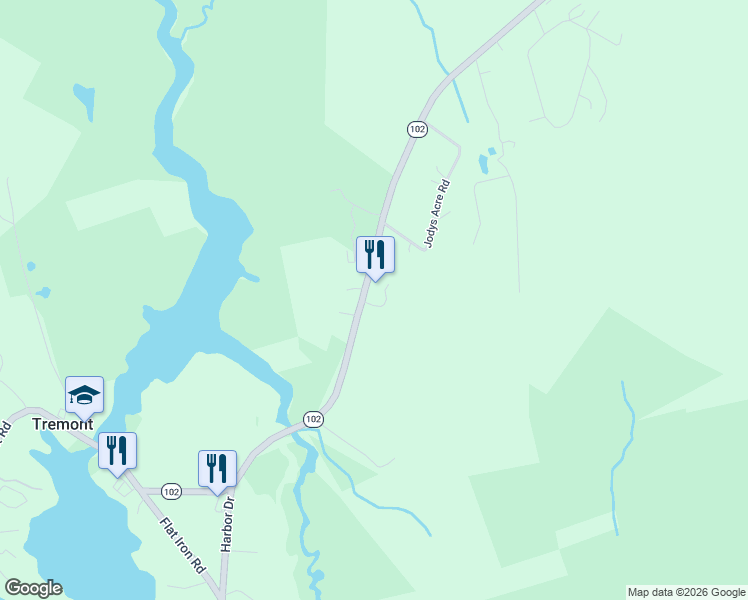 map of restaurants, bars, coffee shops, grocery stores, and more near 113 Bass Harbor Road in Southwest Harbor