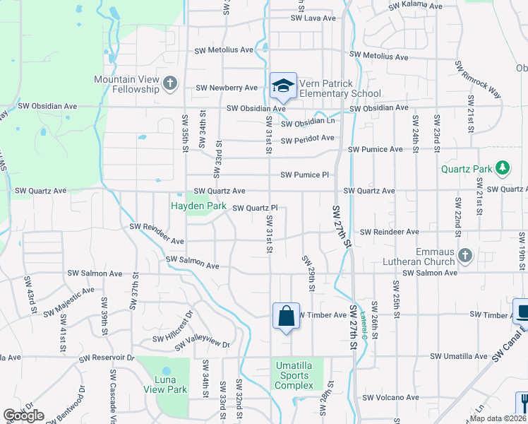 map of restaurants, bars, coffee shops, grocery stores, and more near 3114 Southwest Quartz Place in Redmond