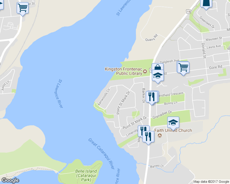 map of restaurants, bars, coffee shops, grocery stores, and more near 13 Kenwoods Circle in Kingston
