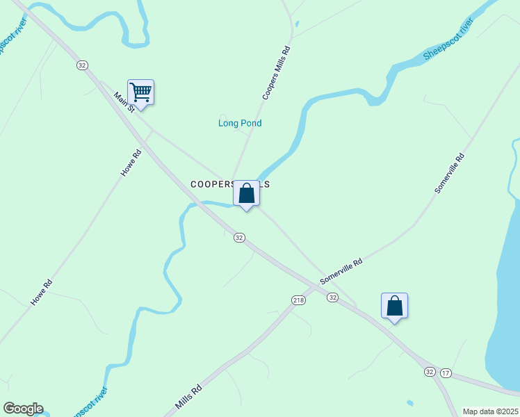 map of restaurants, bars, coffee shops, grocery stores, and more near 97 Main Street in Whitefield