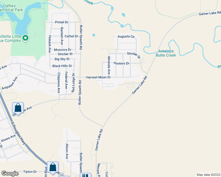 map of restaurants, bars, coffee shops, grocery stores, and more near 3905 Ariel Avenue in Gillette