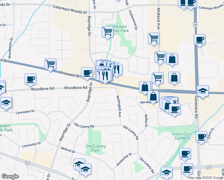map of restaurants, bars, coffee shops, grocery stores, and more near in Kingston