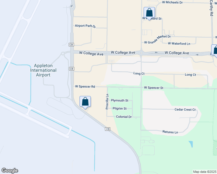 map of restaurants, bars, coffee shops, grocery stores, and more near 6198 Spencer Street in Appleton