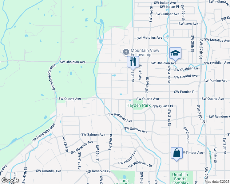map of restaurants, bars, coffee shops, grocery stores, and more near 3667 Southwest Pumice Stone Avenue in Redmond