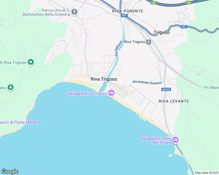 map of restaurants, bars, coffee shops, grocery stores, and more near 20 Via Cristoforo Colombo in Sestri Levante