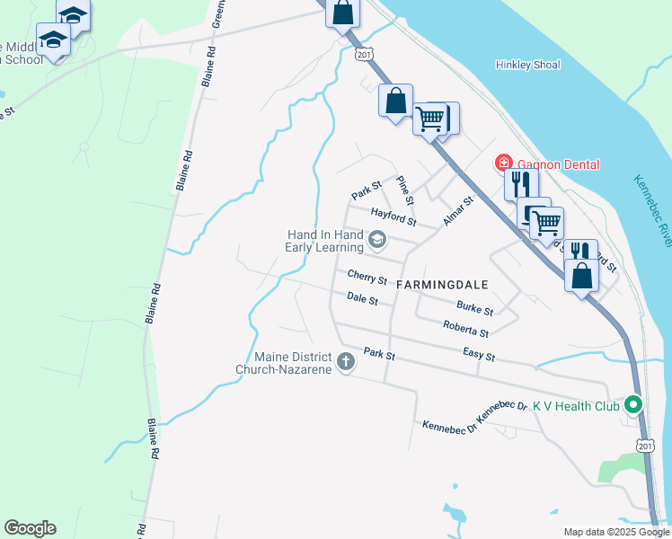 map of restaurants, bars, coffee shops, grocery stores, and more near 20 Cherry Street in Farmingdale