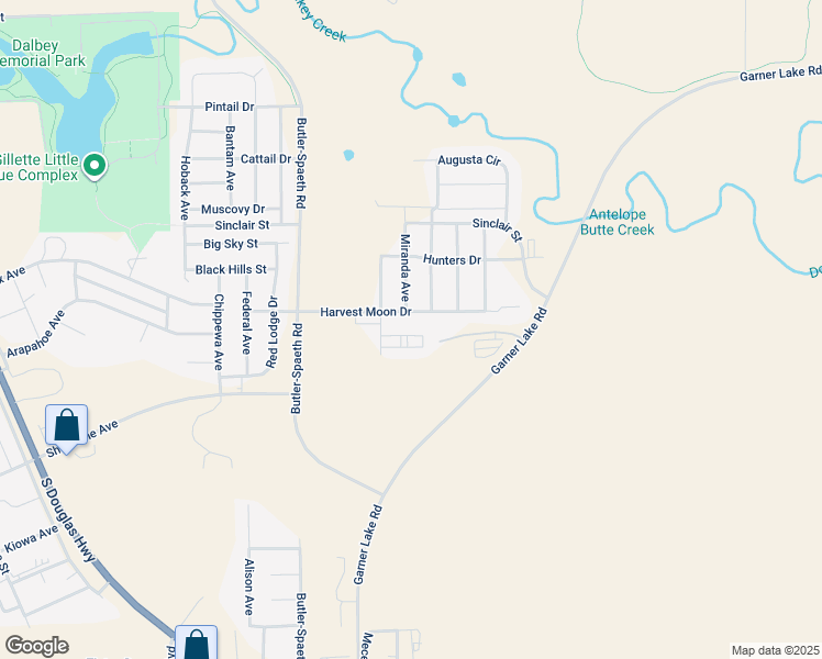 map of restaurants, bars, coffee shops, grocery stores, and more near 3905 Ariel Avenue in Gillette