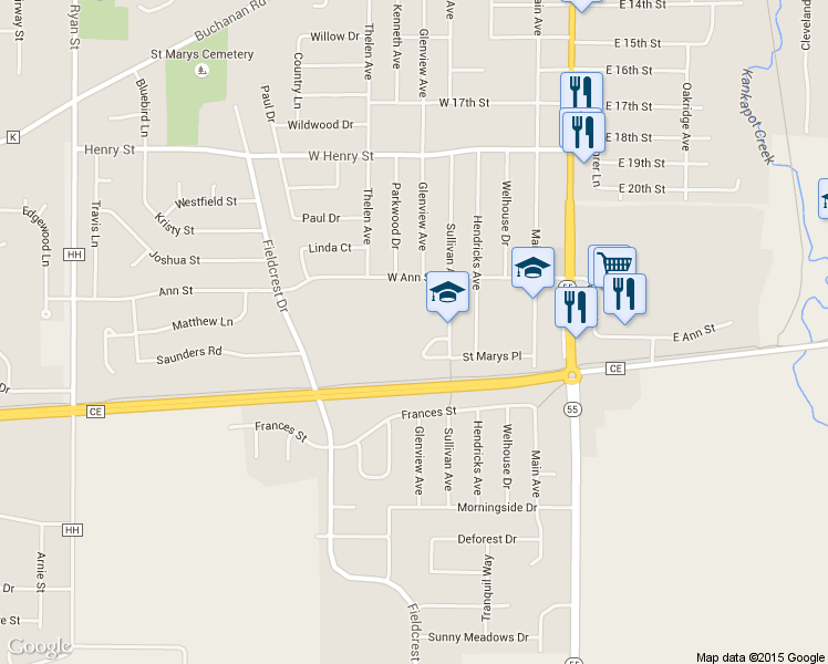 map of restaurants, bars, coffee shops, grocery stores, and more near 2601 Sullivan Avenue in Kaukauna