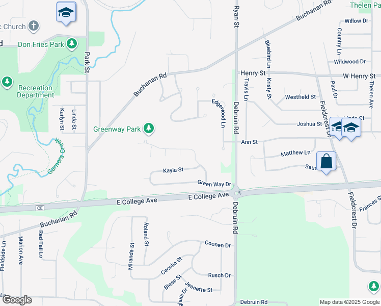 map of restaurants, bars, coffee shops, grocery stores, and more near 106 Jenny Court in Combined Locks