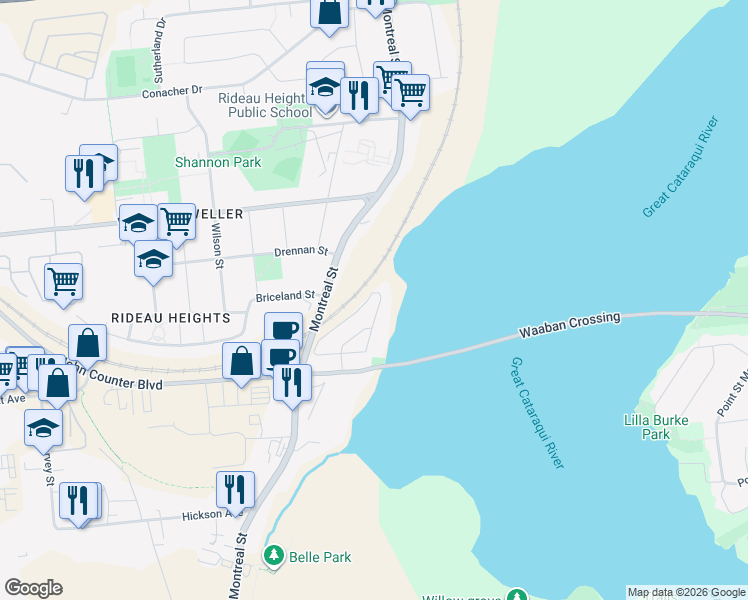 map of restaurants, bars, coffee shops, grocery stores, and more near 895 Newmarket Lane in Kingston