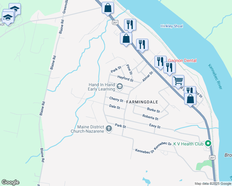 map of restaurants, bars, coffee shops, grocery stores, and more near 20 Cherry Street in Farmingdale