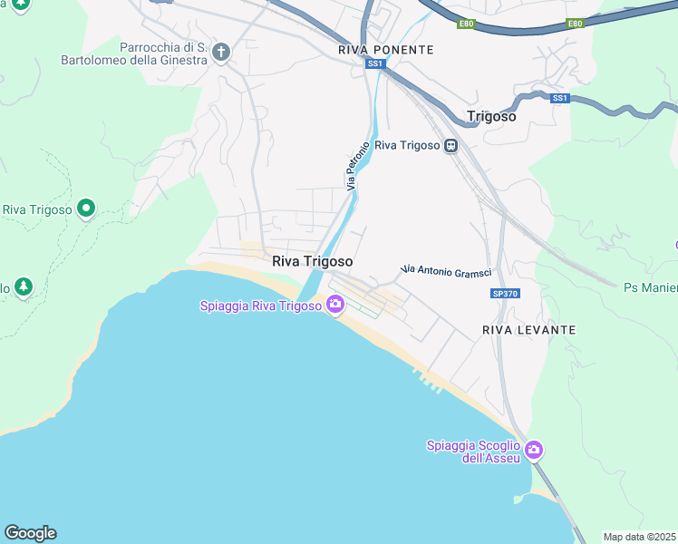 map of restaurants, bars, coffee shops, grocery stores, and more near 26 Via della Libertà in Sestri Levante