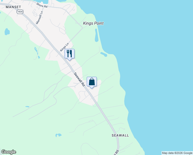 map of restaurants, bars, coffee shops, grocery stores, and more near 329 Seawall Road in Southwest Harbor