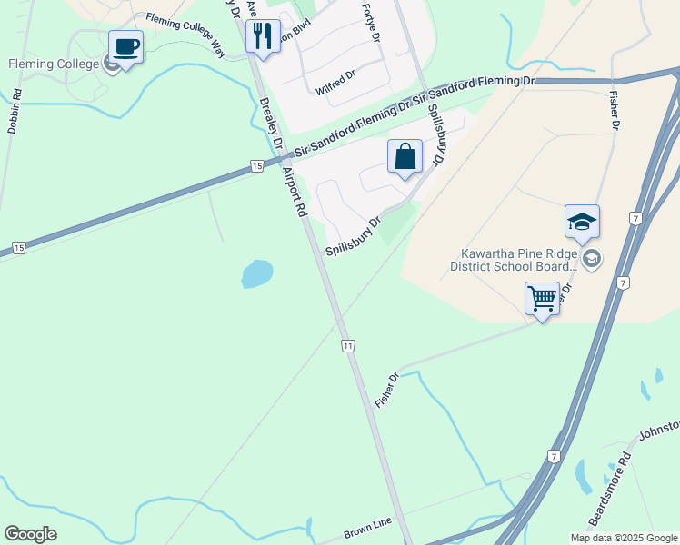 map of restaurants, bars, coffee shops, grocery stores, and more near in Peterborough