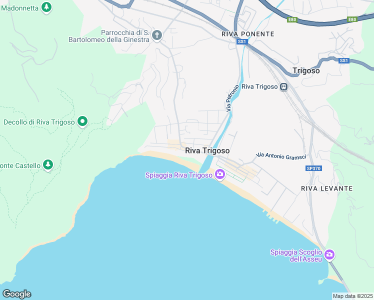 map of restaurants, bars, coffee shops, grocery stores, and more near 15 Via Usodimare in Riva Trigoso