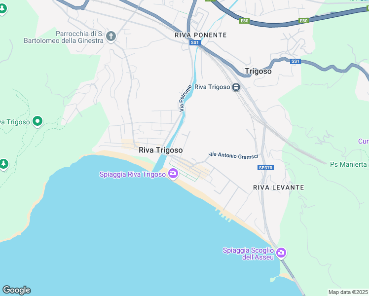 map of restaurants, bars, coffee shops, grocery stores, and more near 47 Via Genova in Riva Trigoso