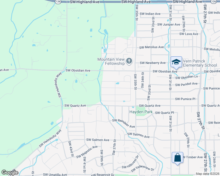 map of restaurants, bars, coffee shops, grocery stores, and more near 3827 Southwest Pumice Avenue in Redmond
