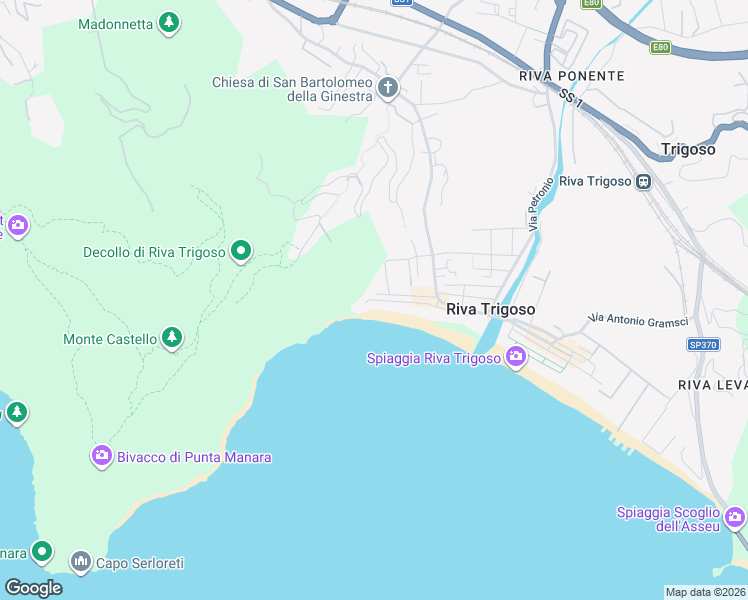 map of restaurants, bars, coffee shops, grocery stores, and more near 166 Via Benedetto Brin in Sestri Levante