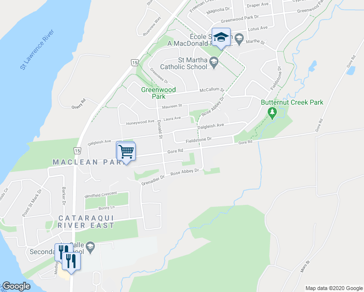 map of restaurants, bars, coffee shops, grocery stores, and more near 421 Fieldstone Drive in Kingston