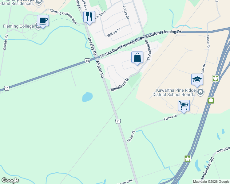 map of restaurants, bars, coffee shops, grocery stores, and more near 246 Spillsbury Drive in Peterborough