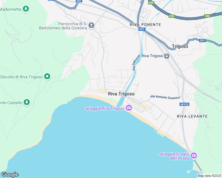 map of restaurants, bars, coffee shops, grocery stores, and more near 15 Via Usodimare in Sestri Levante