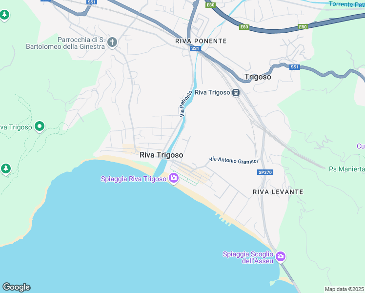 map of restaurants, bars, coffee shops, grocery stores, and more near 47 Via Genova in Riva Trigoso