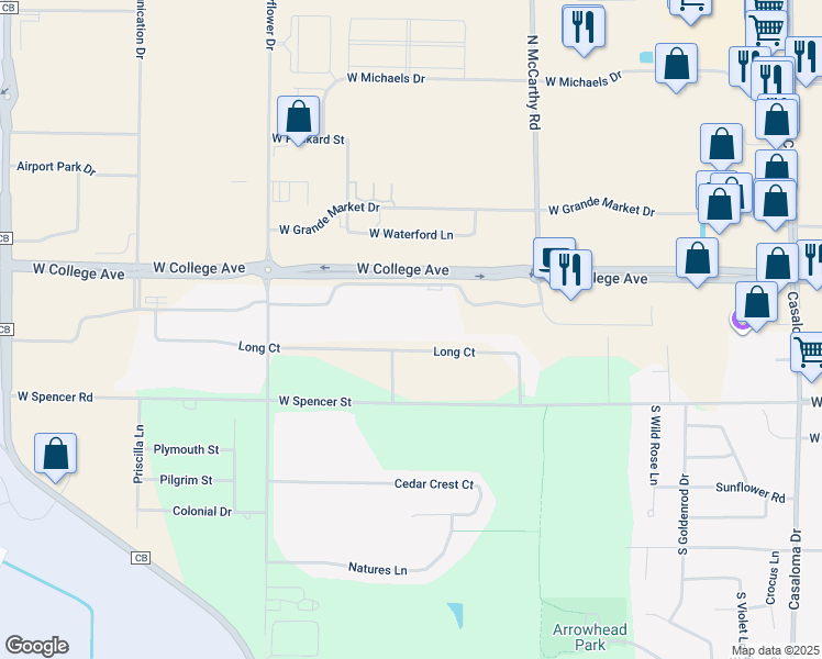 map of restaurants, bars, coffee shops, grocery stores, and more near 5514 Long Court in Appleton