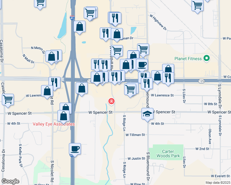 map of restaurants, bars, coffee shops, grocery stores, and more near 290 South Kools Street in Appleton