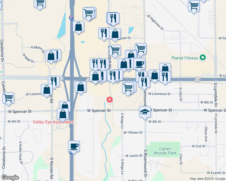 map of restaurants, bars, coffee shops, grocery stores, and more near 290 South Kools Street in Appleton