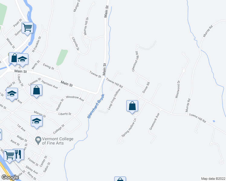 map of restaurants, bars, coffee shops, grocery stores, and more near 48 Coolidge Street in Montpelier