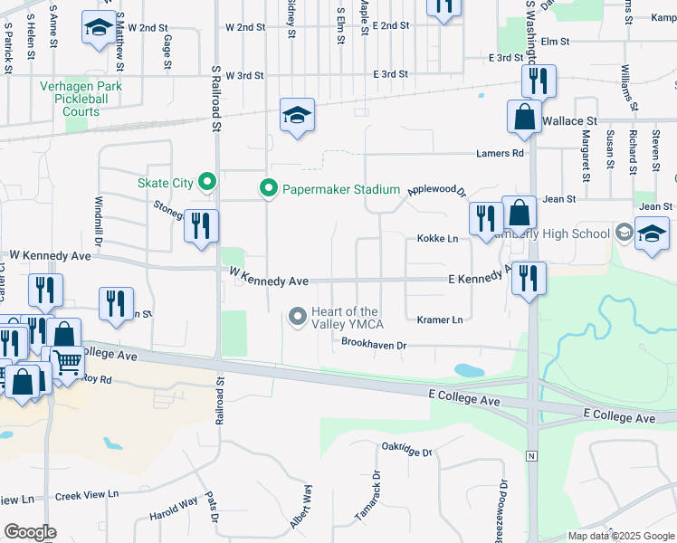 map of restaurants, bars, coffee shops, grocery stores, and more near 763 Thelosen Drive in Kimberly