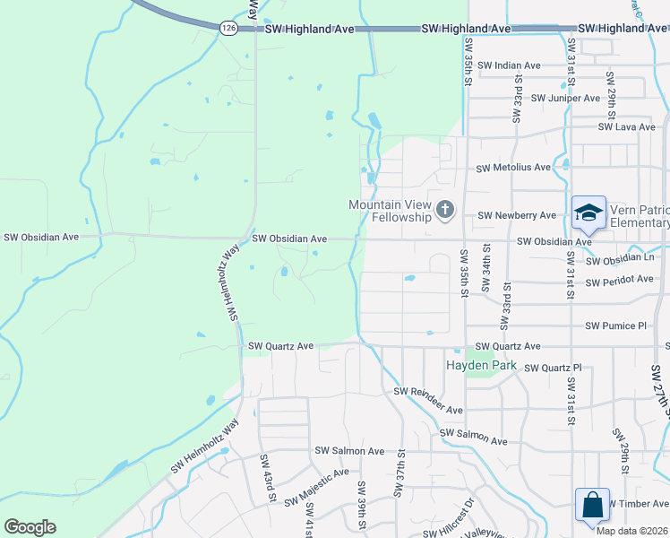map of restaurants, bars, coffee shops, grocery stores, and more near 3827 Southwest Pumice Avenue in Redmond