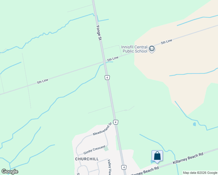 map of restaurants, bars, coffee shops, grocery stores, and more near Yonge Street in Simcoe County