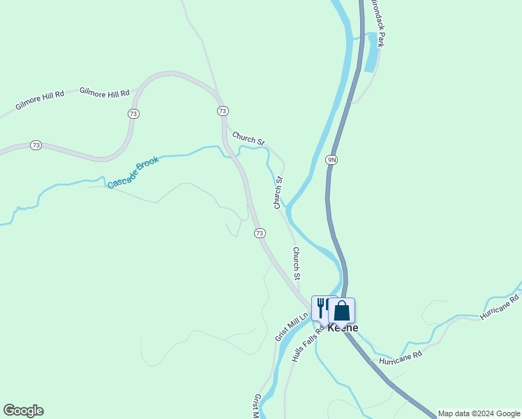 map of restaurants, bars, coffee shops, grocery stores, and more near 2926 New York 73 in Keene