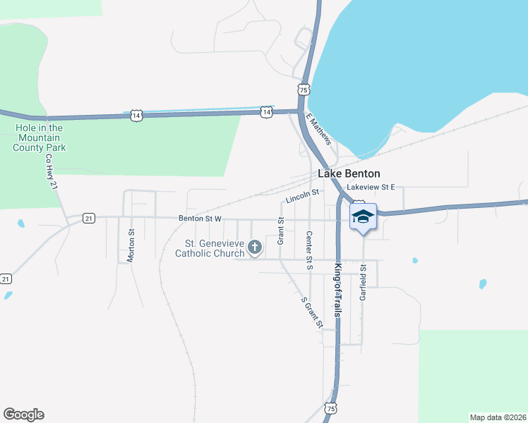 map of restaurants, bars, coffee shops, grocery stores, and more near 103 South Grant Street in Lake Benton