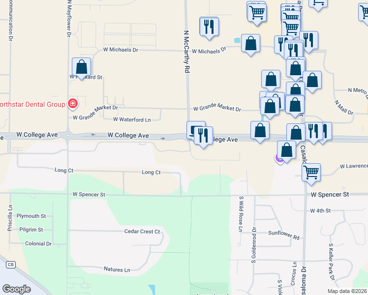 map of restaurants, bars, coffee shops, grocery stores, and more near 5330 Pennsylvania Avenue in Appleton