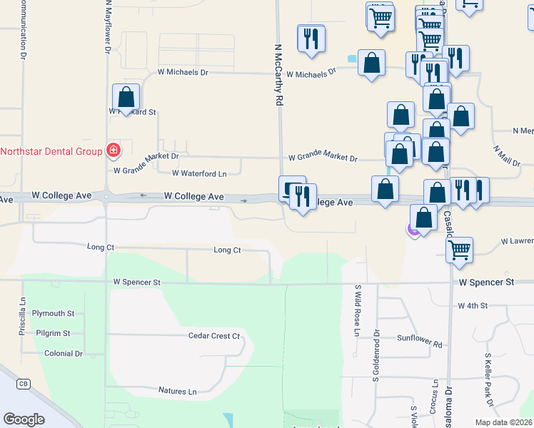 map of restaurants, bars, coffee shops, grocery stores, and more near 5330 Pennsylvania Avenue in Appleton