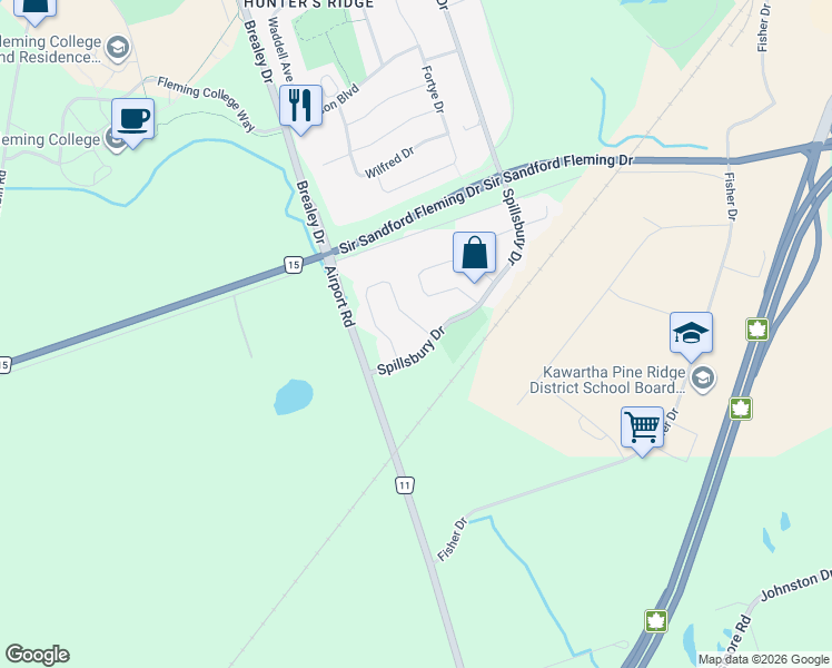 map of restaurants, bars, coffee shops, grocery stores, and more near 507 Clancy Crescent in Peterborough