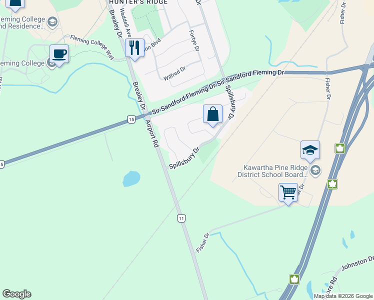 map of restaurants, bars, coffee shops, grocery stores, and more near 507 Clancy Crescent in Peterborough
