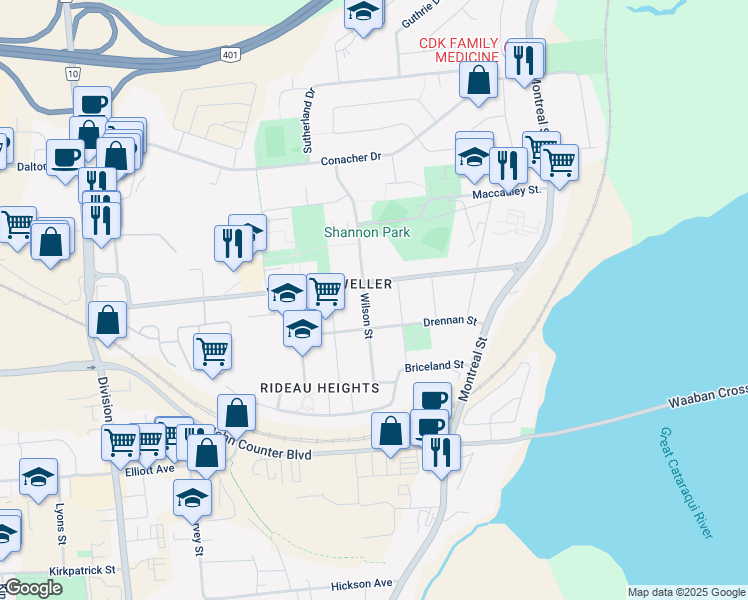 map of restaurants, bars, coffee shops, grocery stores, and more near 146 Weller Avenue in Kingston