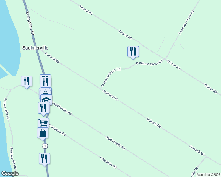 map of restaurants, bars, coffee shops, grocery stores, and more near 42 Common Cross Road in Saulnierville