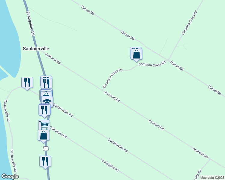 map of restaurants, bars, coffee shops, grocery stores, and more near Common Cross Road in Clare