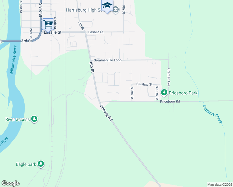map of restaurants, bars, coffee shops, grocery stores, and more near 840 Umpqua Street in Harrisburg