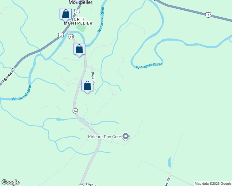 map of restaurants, bars, coffee shops, grocery stores, and more near 281 Sandy Pines Road in East Montpelier