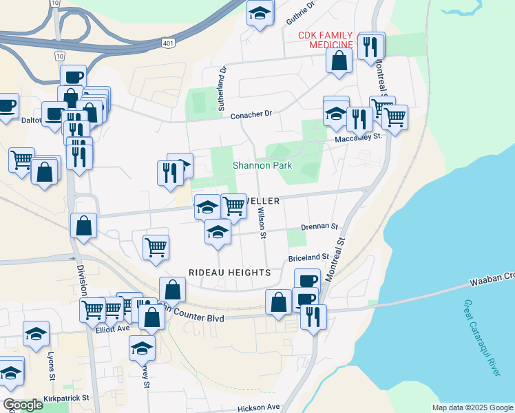 map of restaurants, bars, coffee shops, grocery stores, and more near 146 Weller Avenue in Kingston