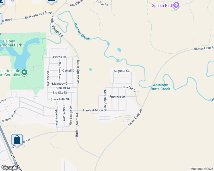map of restaurants, bars, coffee shops, grocery stores, and more near 3501 Miranda Avenue in Gillette