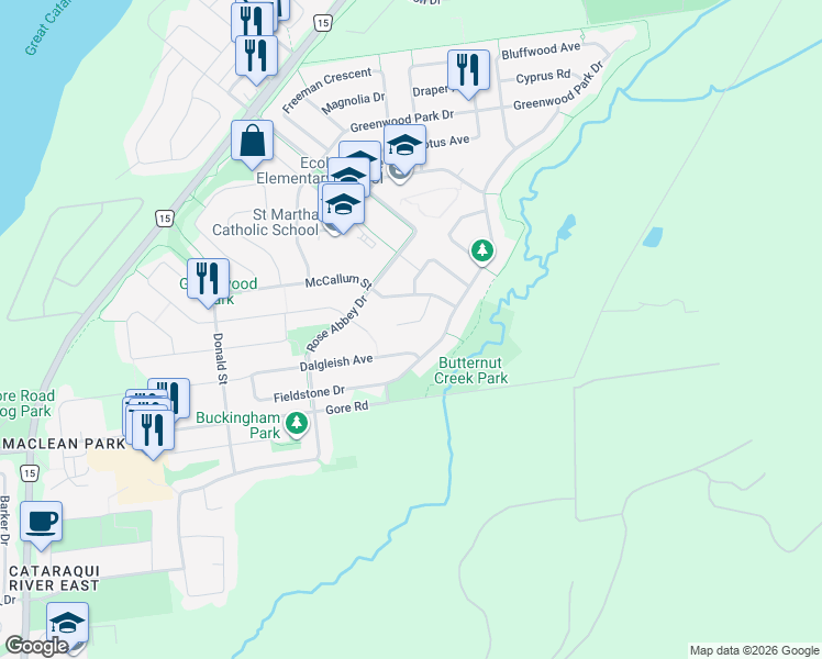map of restaurants, bars, coffee shops, grocery stores, and more near 497 Cheryl Place in Kingston