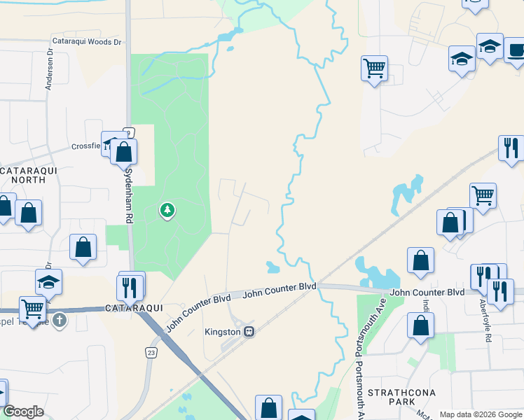map of restaurants, bars, coffee shops, grocery stores, and more near 253 Mill Pond Place in Kingston