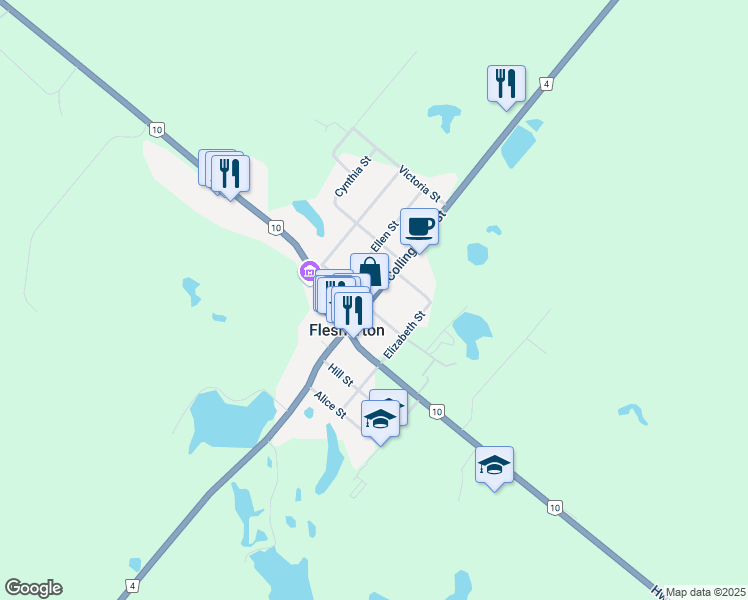 map of restaurants, bars, coffee shops, grocery stores, and more near 5 Ellen Street in Flesherton